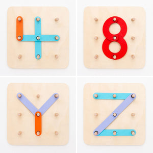 Holzspielzeug zum Zusammenbauen von Buchstaben und Zahlen