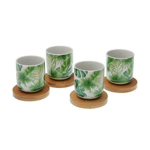 Porcelain and bamboo coffee cups New Leaves