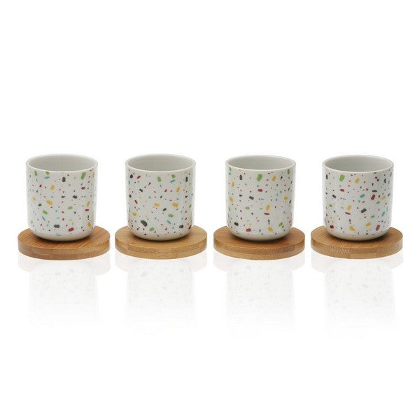 Coffee cup set made of porcelain and bamboo Crazy Dots