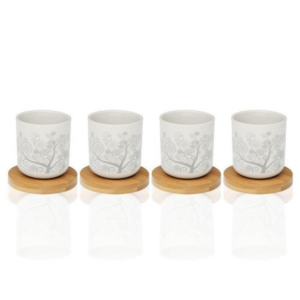 Coffee cup set made of porcelain and bamboo romance