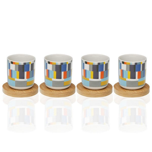 Coffee cup set made of porcelain and bamboo Etna