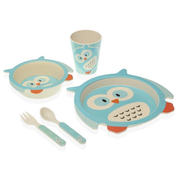 Tableware set for children made of bamboo fiber owl (5 pcs)